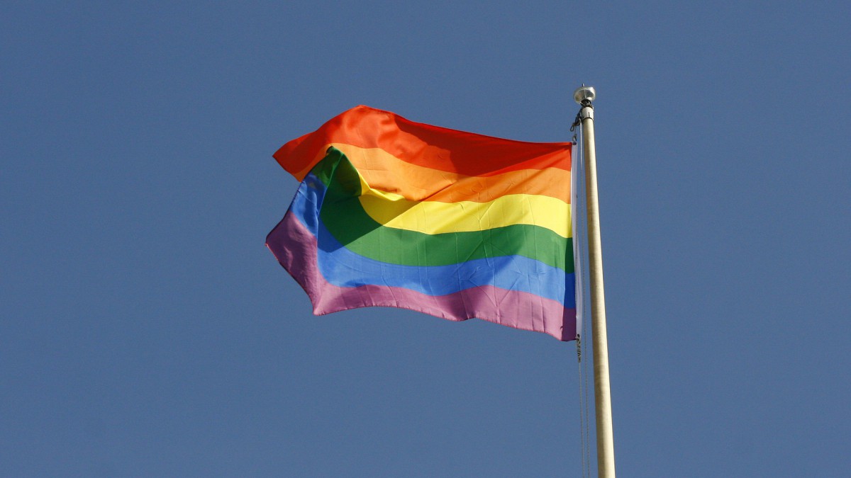 Regenboogvlag gehesen bij provinciehuis